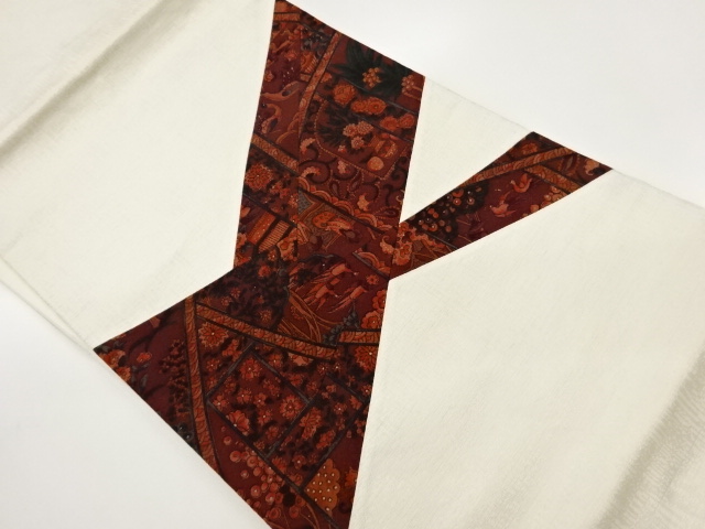 JAPANESE NAGOYA OBI / HAND PAINTED / FLOWER & BIRD